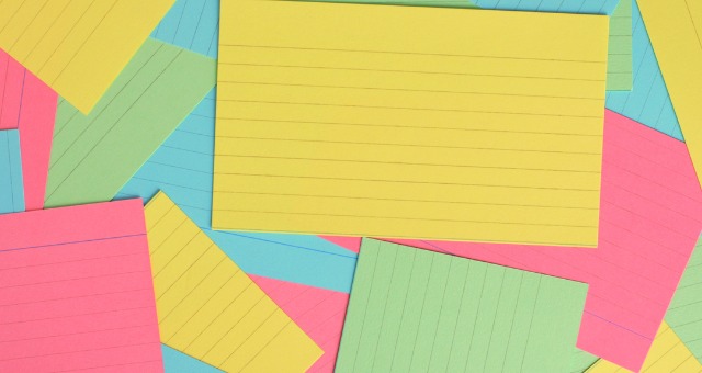 multicolored notecards