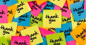 Multi-colored thank you sticky notes