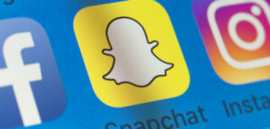 Social media icons featuring Snapchat icon