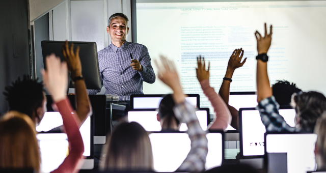 A teacher with engaged students