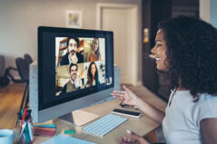 Group of people having a video conference