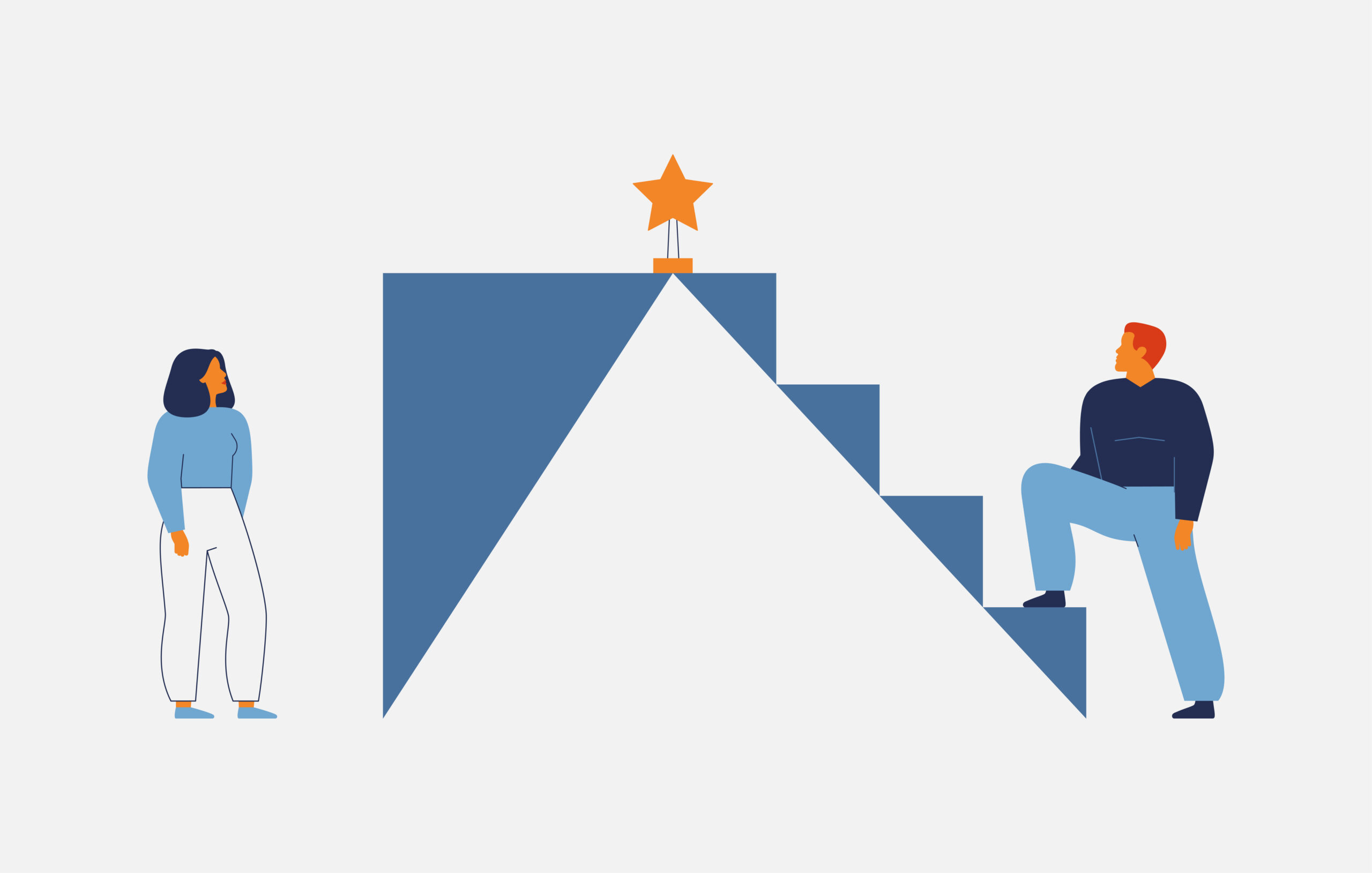 Business inequality, gender gap between men and women with male at advantage. Occupational and personal discrimination. Different career opportunities and obstacles for females.Vector illustration