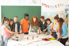 Group of college students in a classroom.